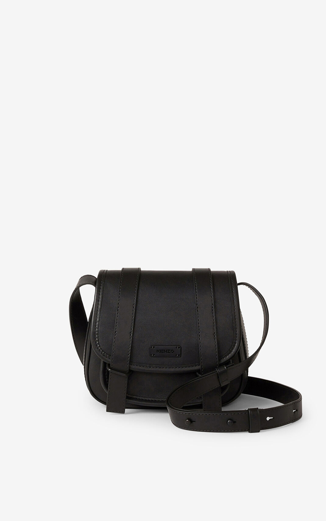 Kenzo Courier small leather Messenger Bag Black For Womens 1436QINXJ